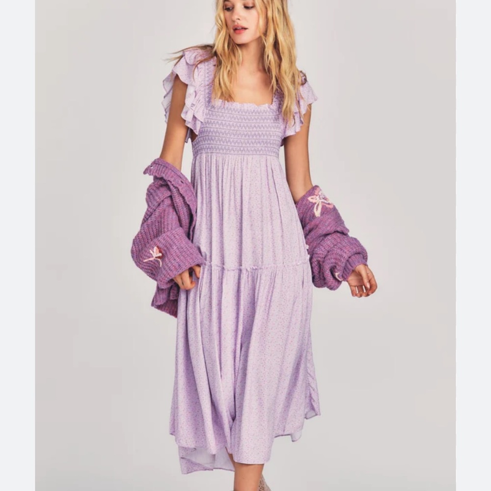 Loveshackfancy burnley dress in purple - never worn!!